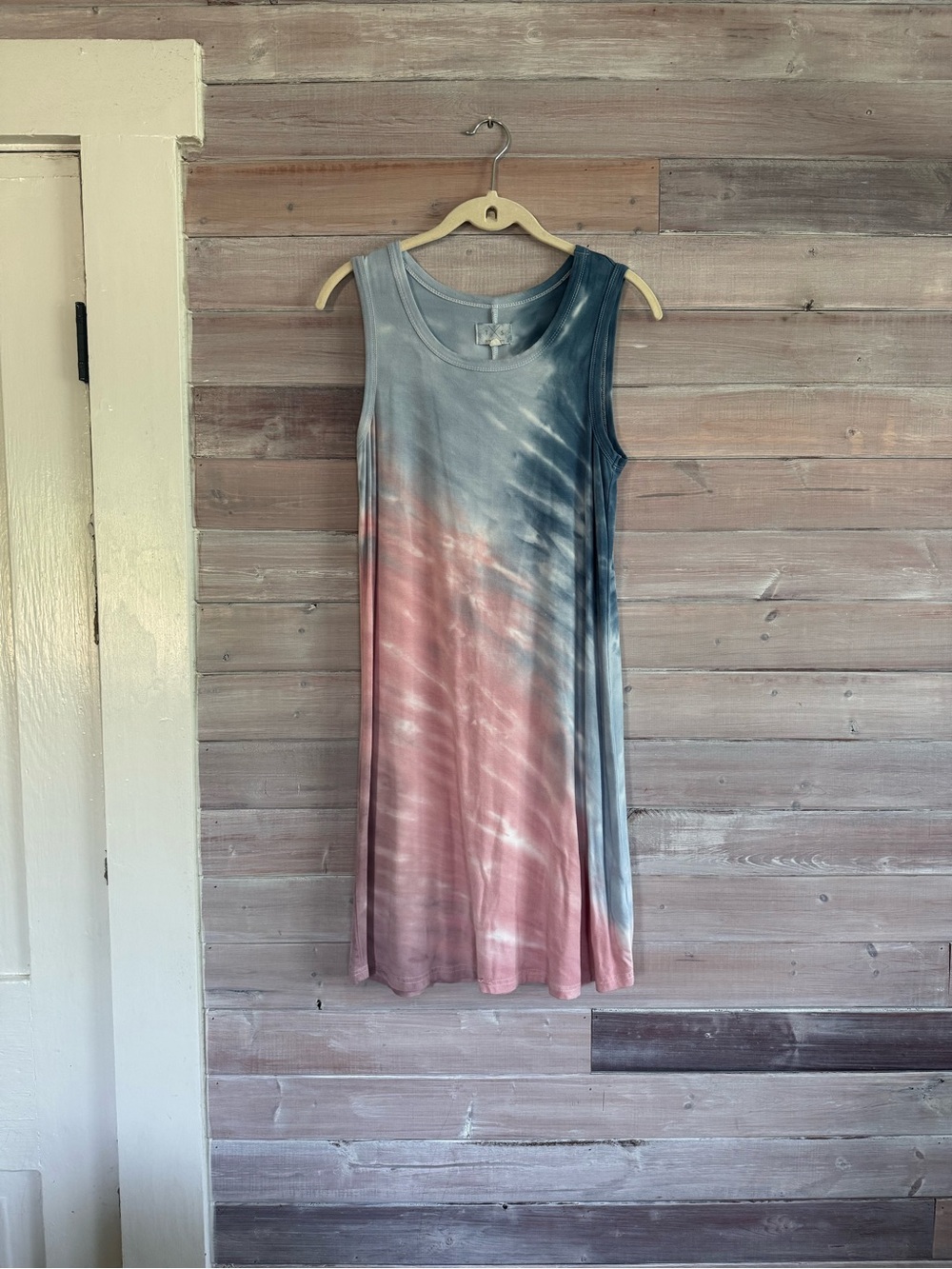 T & S thread and supply patriotic blue red tie dye dress size small